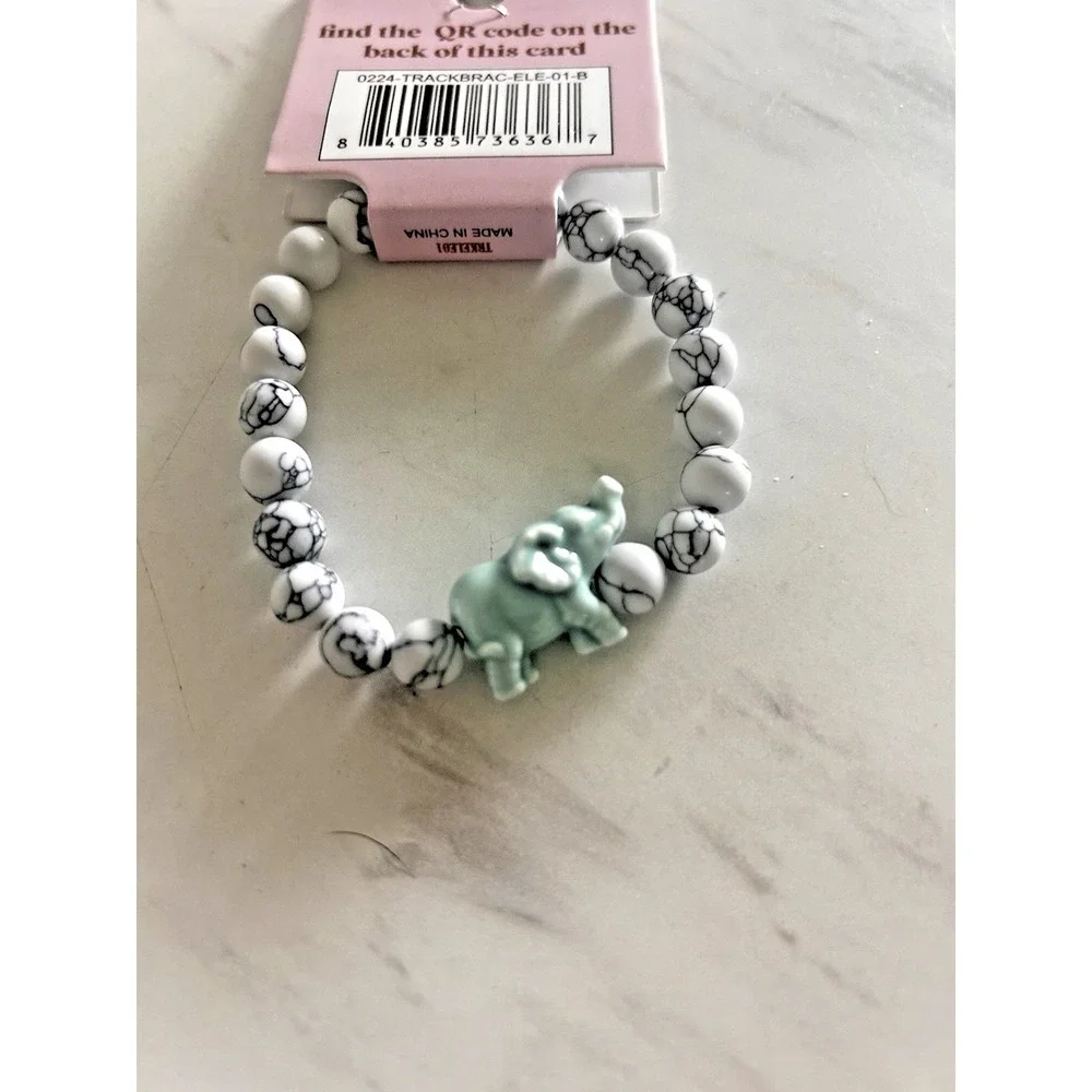 Simply Southern Conserve & Protect Tracking Lion Bracelet White Marbled Stones 7